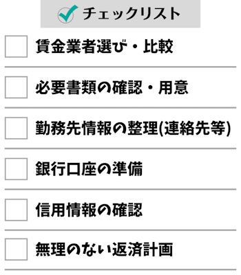 キャッシング,即日,事前準備チェックリスト